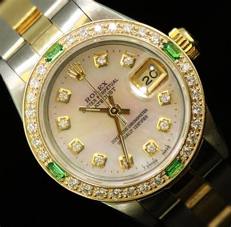 emerald rolex women's|Rolex diamond emerald bezel.